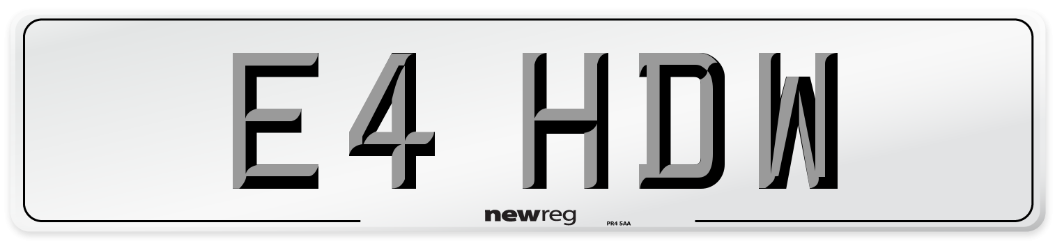 E4 HDW Number Plate from New Reg